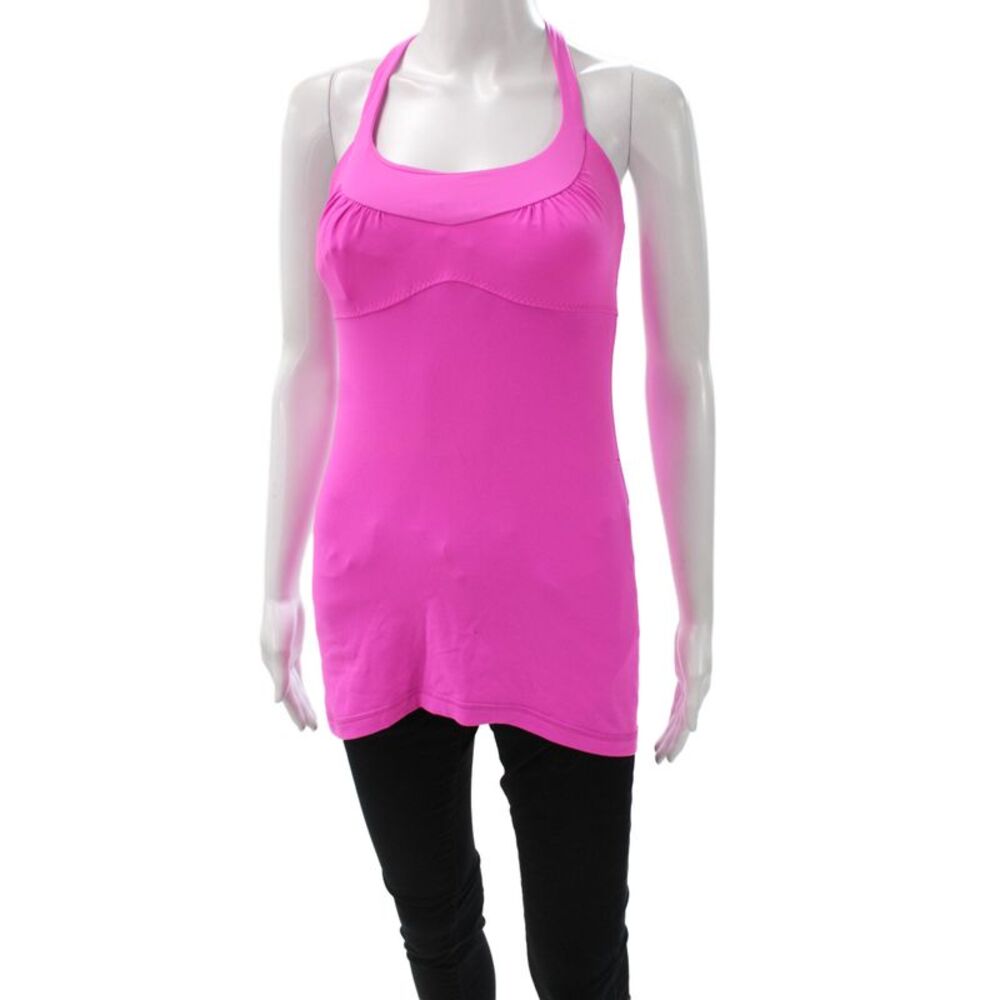 Lululemon Women Pink Halter Tank Nylon Sleeveless Basic Athleisure Size 6
